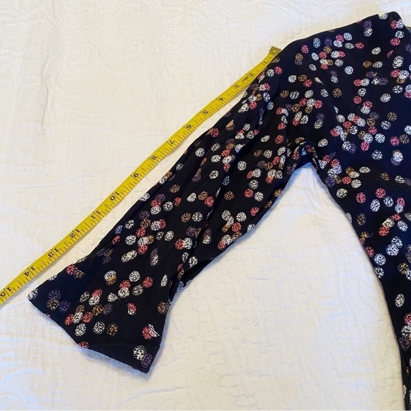 Garnet Hill Polka Dot V Neck 3/4 Length Sleeve Black Dress - Size 4 - Picture 11 of 13